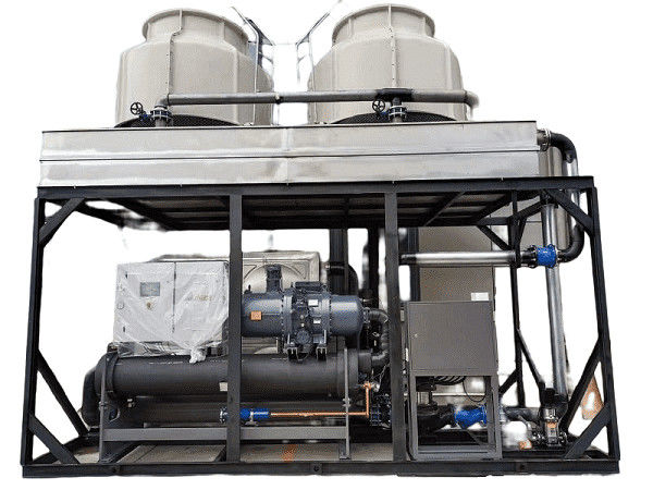 100hp frigorifero a bassa temperatura a vite raffreddato ad acqua con doppi compressori Hanbell per la macchina da stampaggio ad iniezione