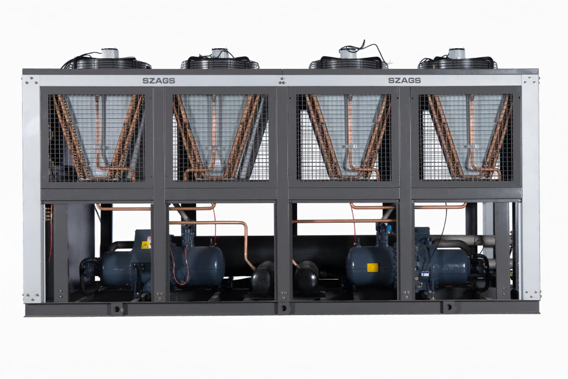 Refrigeratore a vite raffreddato ad aria da 150HP ad alta efficienza per il raffreddamento industriale di linee di estrusione di plastica
